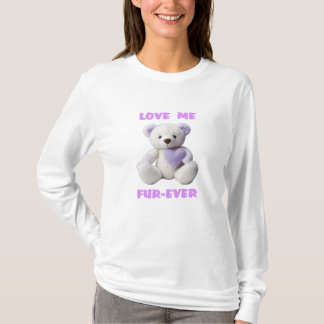 T-shirt Teddy Bear Hugging Lavender Heart Saint Valentin