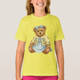 T-shirt Teddy dans une robe de lin bleu avec Cupcake