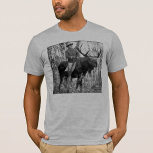 T-shirt Teddy Roosevelt montant un orignal de Taureau