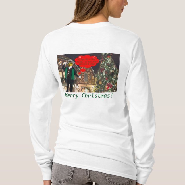 T-shirt tee à manches longues pour femmes. Joyeux Noël/ bu (Dos)