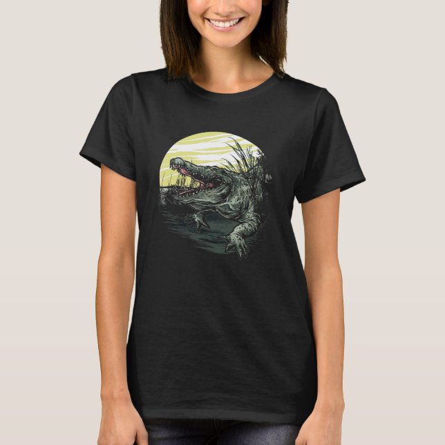 T-shirt Tee Alligator Gator Crocodile Nature Lac Animal (Devant)