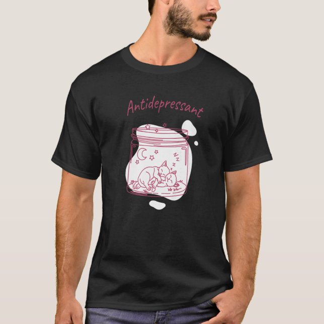 T-shirt Tee Antidépresseur en pot pour chatons mignons (Devant)