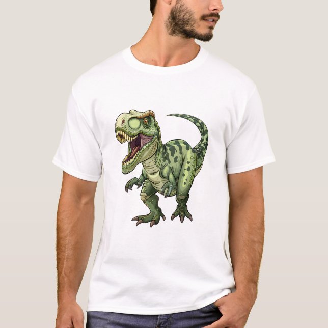 T-shirt Tee Art Jurassique Rex Vert Néon (Devant)