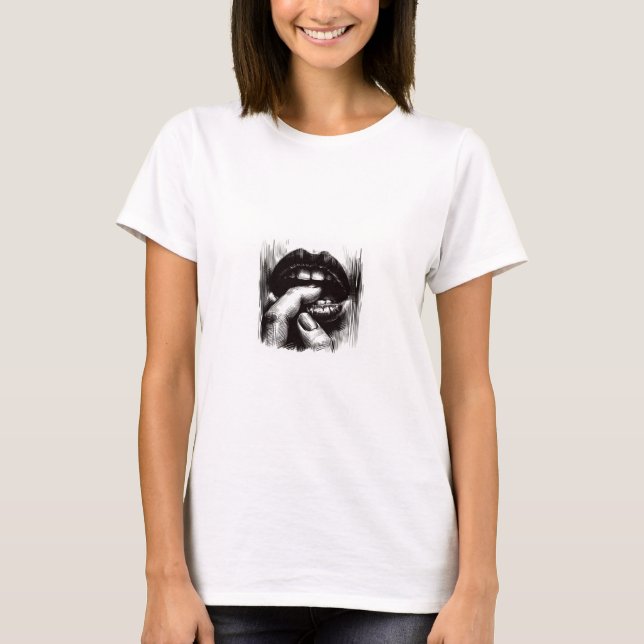 T-shirt Tee avec lèvres 💋 pour femmes (Devant)
