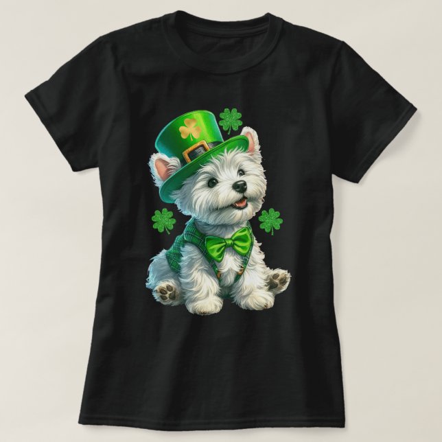 T-shirt Tee blanc en terrier blanc de West Highland (Design devant)