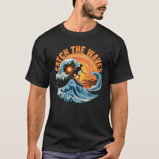 T-shirt Tee Catch The Waves Vintage Ocean Adventure