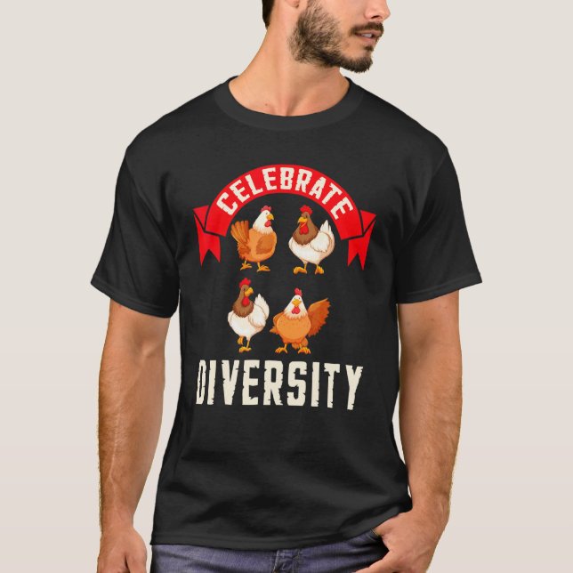T-shirt Tee Celebrant la Diversité Poulet (Devant)