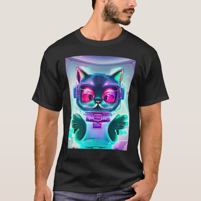 T-shirt Tee chat astronaute Tee chat de l'espace pour homm (Devant)