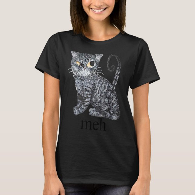 T-shirt Tee Chat Meh pour Chat (Devant)