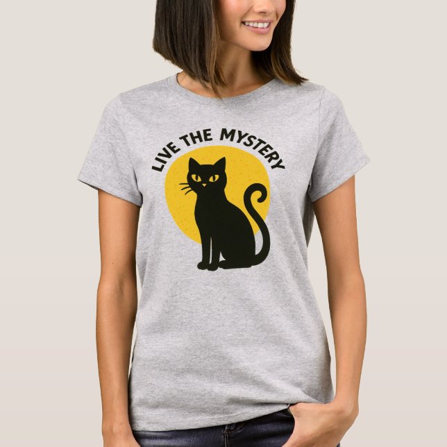 T-shirt Tee Chat Noir Lune Mystère (Devant)