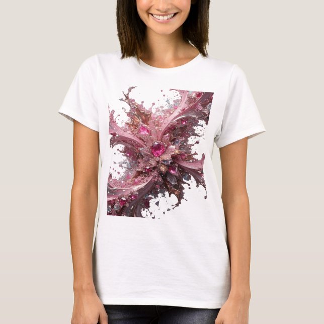 T-shirt Tee chic argent CHOCOLAT RUBIS FLEUR slogan (Devant)