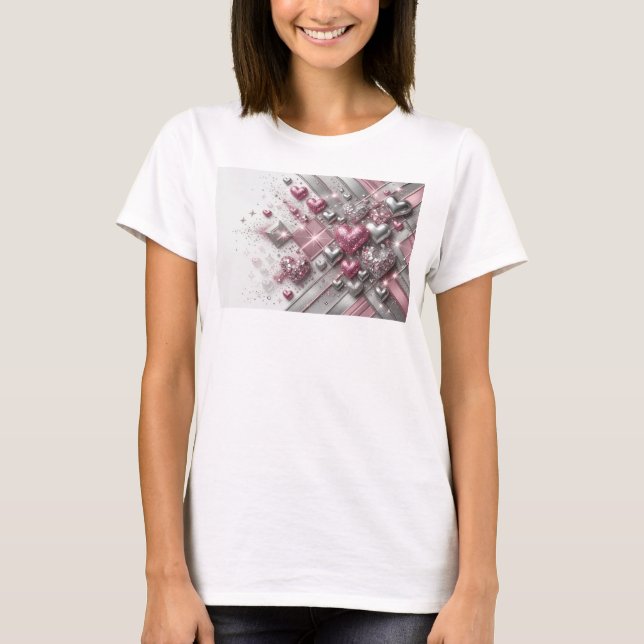 T-shirt Tee classique rouge LOVE SPARKLES slogan (Devant)