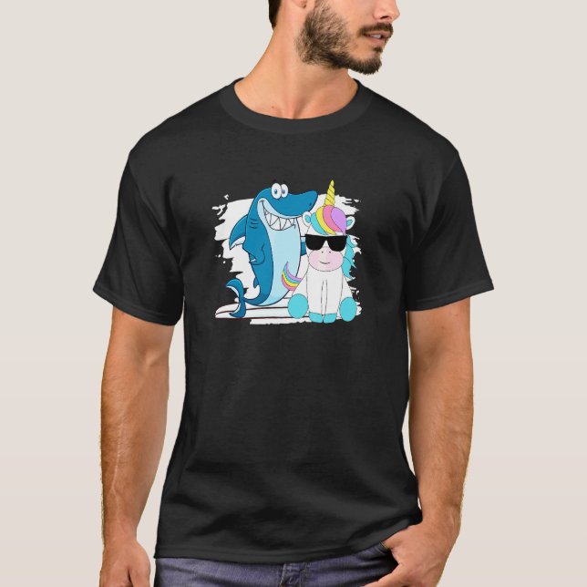 T-shirt Tee Cool Licorne à Cheval sur Requin (Devant)