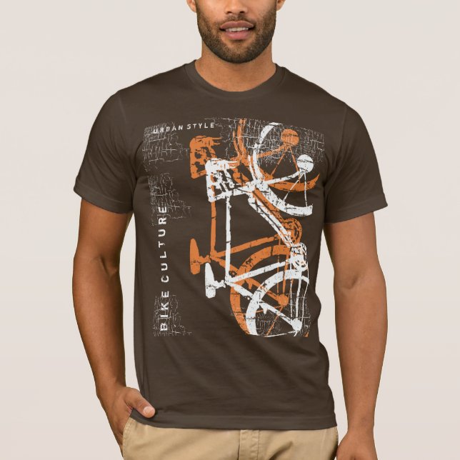 T-shirt tee cool marron à thème vélo (Devant)