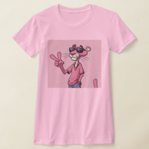 T-shirt Tee Cool Pink Chat de Dessin Animé Animal de Des