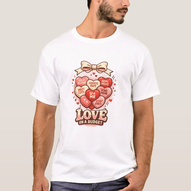 T-shirt Tee Coquette Saint-Valentin Love On A Budget | Bow (Devant)