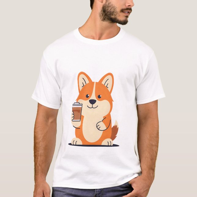 T-shirt Tee Corgi Patrol Café Matin (Devant)