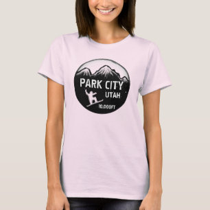 T-shirt tee dames de snowboard noir Park City Utah