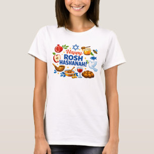 T-shirt Tee de célébration de Rosh Hashanah joyeux 🍯 🍎🐟