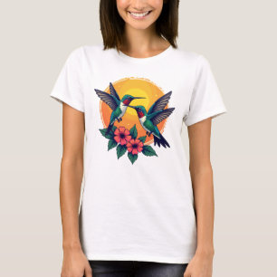 T-shirt Tee de colibris du coucher de soleil - Chemise tro