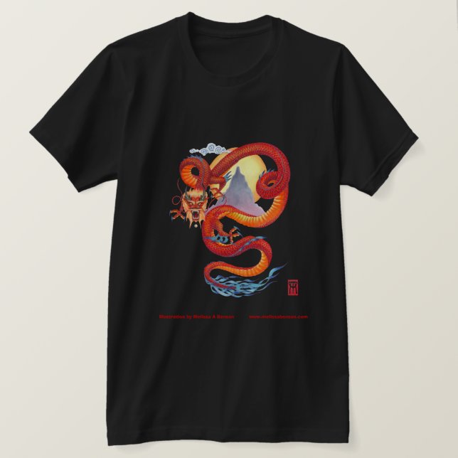 T-shirt tee de dragon rouge chinois (Design devant)