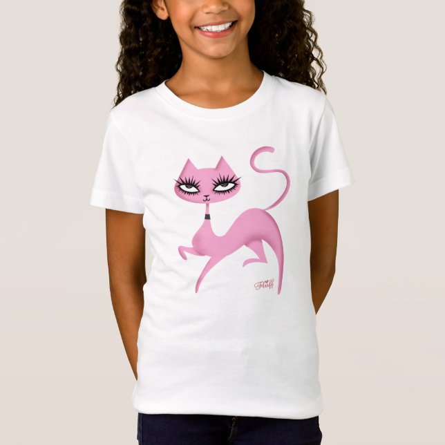 T-Shirt Tee de filles de chats par bouffon (Devant)