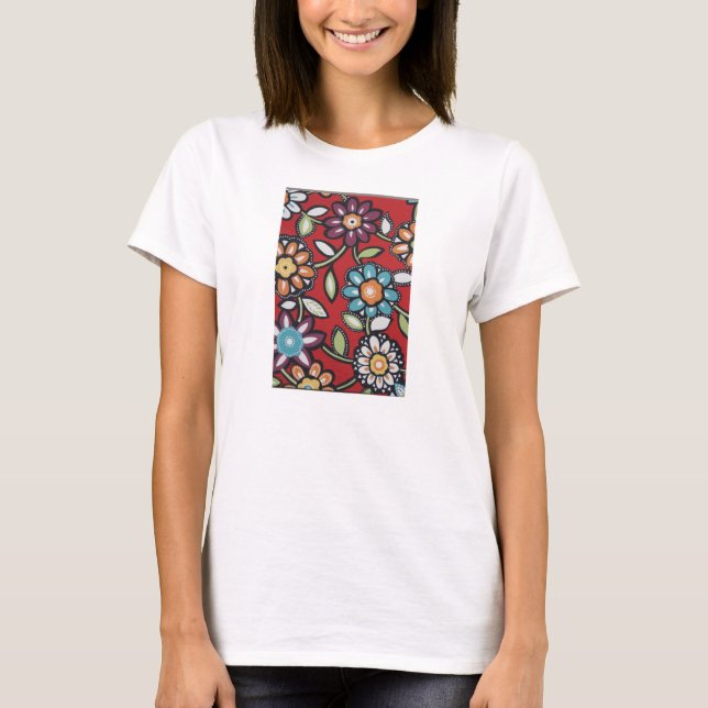 T-shirt tee de fleur hippie colorée (Devant)