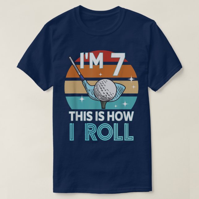 T-shirt Tee de golf d'anniversaire pour garçon de 7 ans Pa (Design devant)