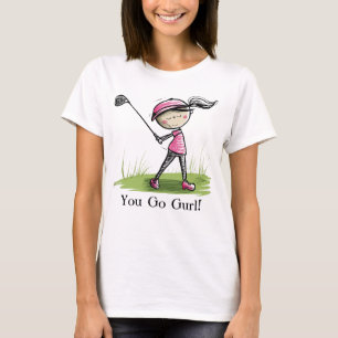 T-shirt Tee de golf féminin personnalisée - Cartoon Lady G