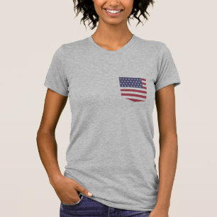 T-shirt Tee de poche drapeau américain personnalisée, Poch
