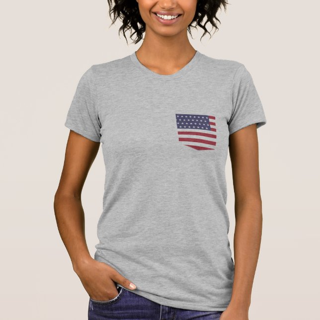T-shirt Tee de poche drapeau américain personnalisée, Poch (Devant)