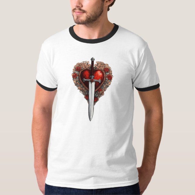 T-shirt Tee De Tatouage Coeur Cupide Classique (Devant)