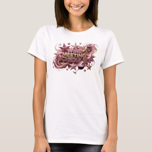 T-shirt Tee déclaration RENCONTRE VIN Rose élégant (Devant)