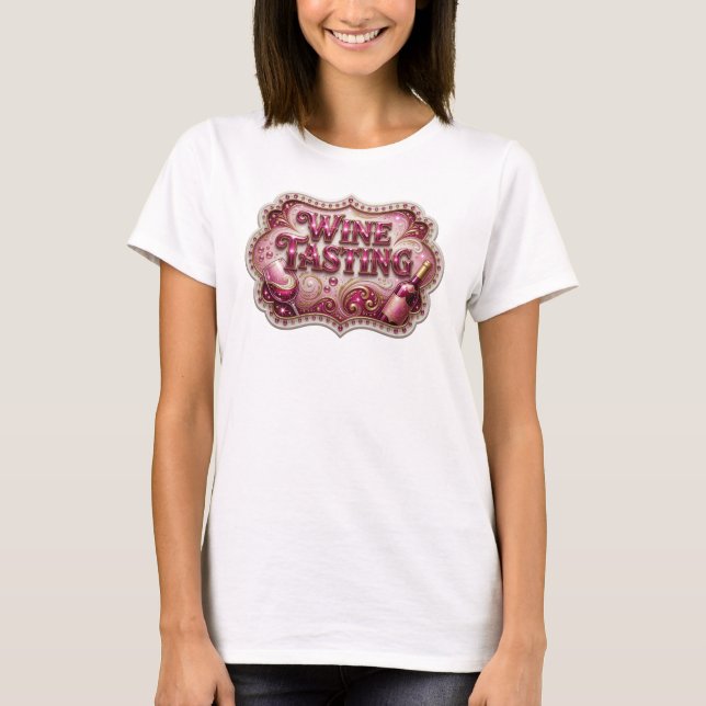 T-shirt Tee DEGUSTATION DE VIN Rose GRAS (Devant)