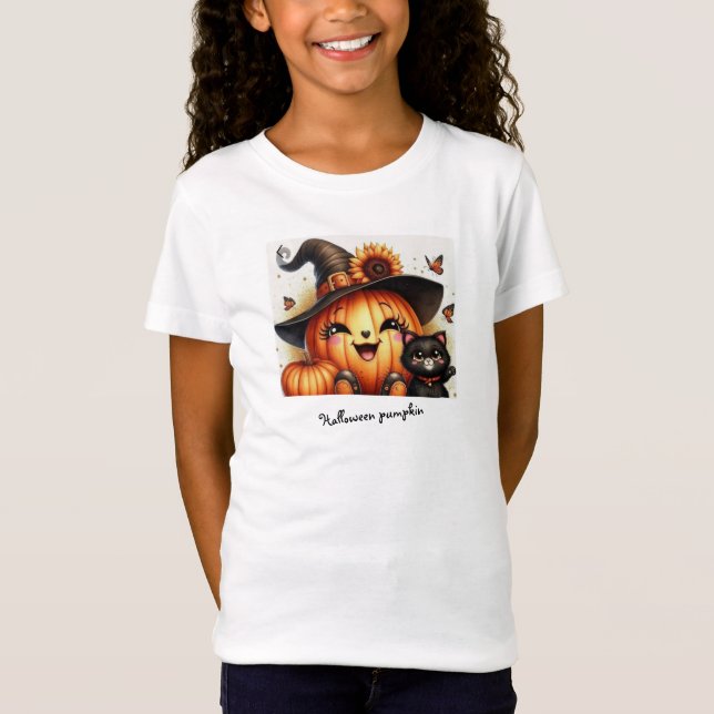 T-Shirt Tee d'Halloween mignonne et festive pour les enfan (Devant)