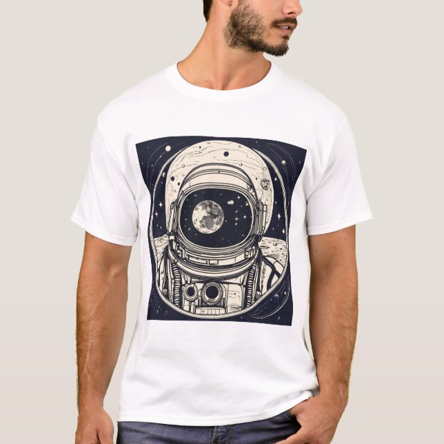 T-shirt "Tee d'odyssée céleste : Casque d'astronaute & Pla (Devant)