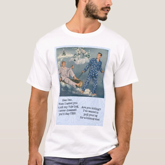 T-shirt Tee drôle de bûche de Yule gay (Devant)