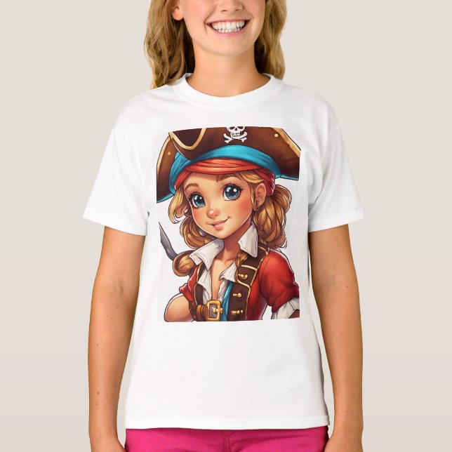 T-shirt Tee en coton doux pour filles - Imprimantes amusan (Devant)