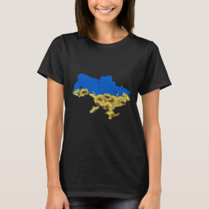 T-shirt Tee Fleur de Tournesol Drapeau Ukraine Floral Vint