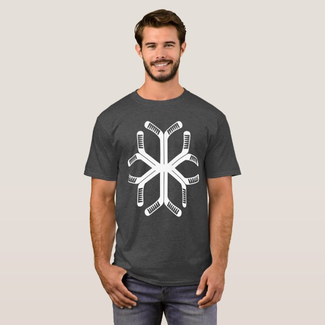 T-shirt Tee Flocon de Neige Bâtons de Hockey (Devant entier)
