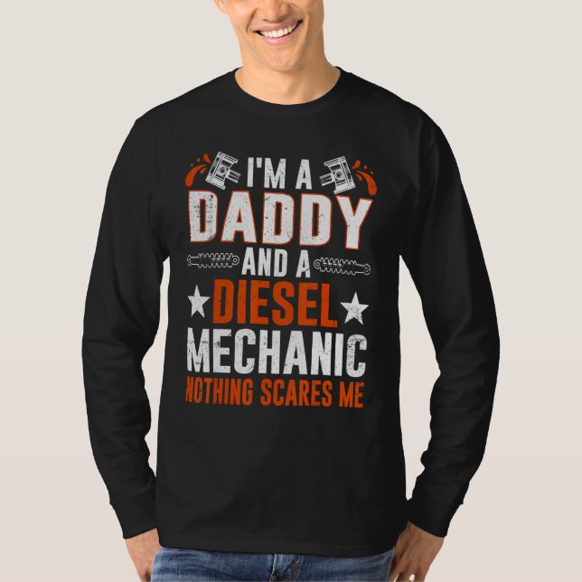 T-shirt Tee For Men Father's Day Diesel Mechanic Daddy (Devant)