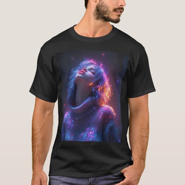 T-shirt : "Tee graphique à brillance cosmique - Mode futur (Devant)