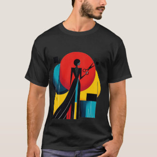 T-shirt Tee graphique d'art moderne à silhouette élégante