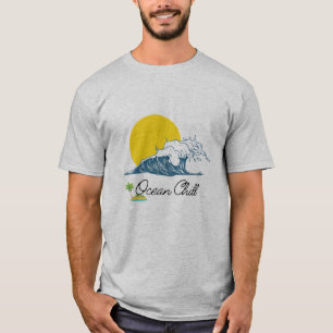 T-shirt Tee graphique de plage Wave Sunset Unisexe Chemise