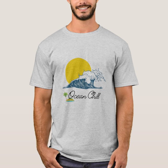 T-shirt Tee graphique de plage Wave Sunset Unisexe Chemise (Devant)