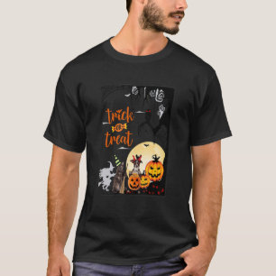 T-shirt Tee Happy Halloween Trick Or Treat Chat  Halloween