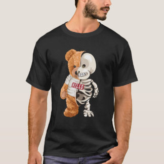 T-shirt Tee Hello Bear Toy Half Skeleton Wildlife Animal G