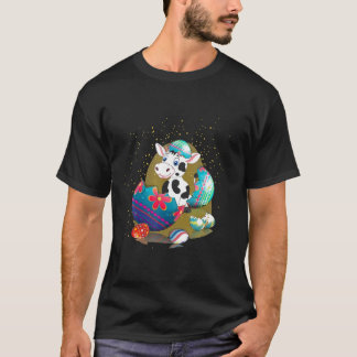 T-shirt Tee Pâques Vache Oeufs de Pâques Lapin de Pâques J