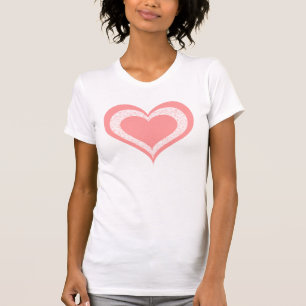 T-shirt Tee pour femmes au coeur rose clair et Tourbillonn