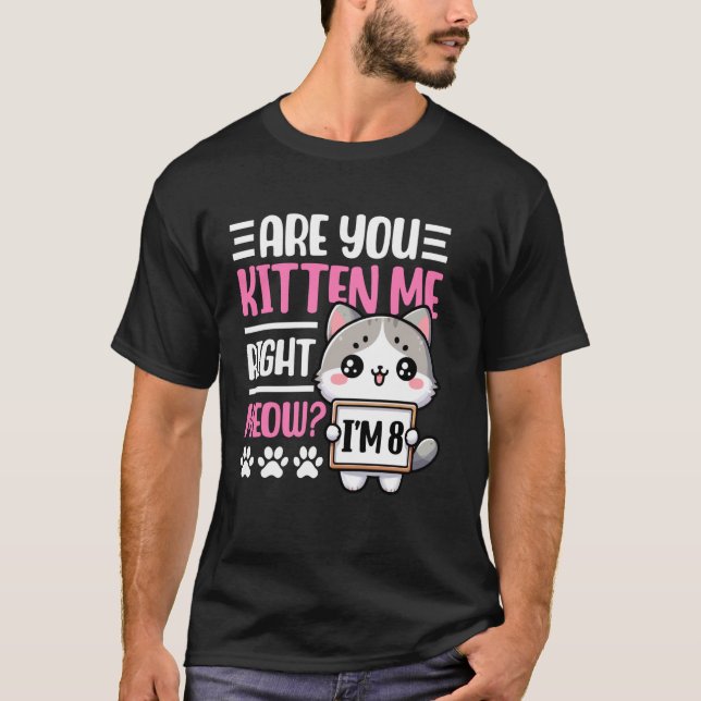 T-shirt Tee pour les 8 ans pour filles 8 ans Chat Chaton C (Devant)